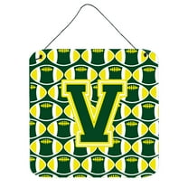 Letter V Football Green and Yellow Wall or Door Hanging Prints