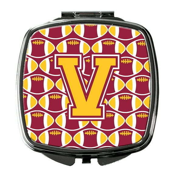 Letter V Football Maroon and Gold Compact Mirror