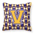 thumbnail image 1 of Letter V Football Purple and Gold Fabric Decorative Pillow, 1 of 4