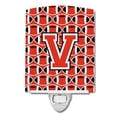 thumbnail image 1 of Letter V Football Scarlet & Grey Ceramic Night Light, 1 of 1