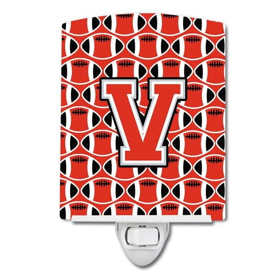 Letter V Football Scarlet & Grey Ceramic Night Light