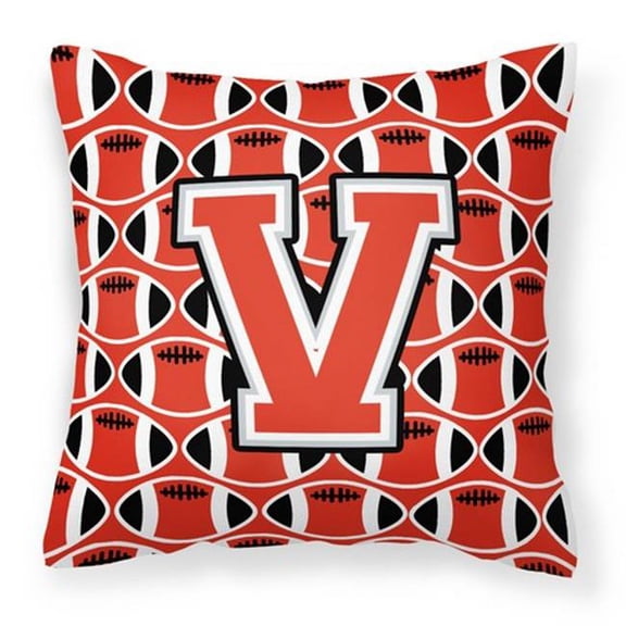Letter V Football Scarlet & Grey Fabric Decorative Pillow - Scarlet & Grey - 14in. H x 3in. W x 14in. L