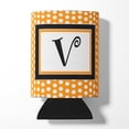 thumbnail image 1 of Letter V Initial Monogram - Orange Polkadots Can or Bottle Hugger, 1 of 5