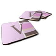 thumbnail image 1 of Letter V Initial Monogram - Pink Stripes Foam Coaster Set of 4, 1 of 3