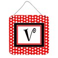 thumbnail image 1 of Letter V Initial  - Red Black Polka Dots Wall or Door Hanging Prints, 1 of 1