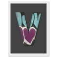 thumbnail image 1 of Letter V Love Metal Effect NYC Decorative Graffiti Mural Alphabet Initial Stencil Artwork Framed Wall Art Print A4, 1 of 4