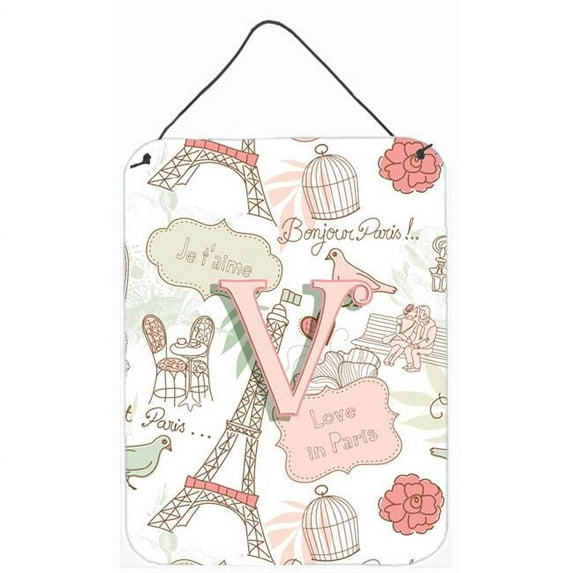Letter V Love in Paris Pink Wall or Door Hanging Prints