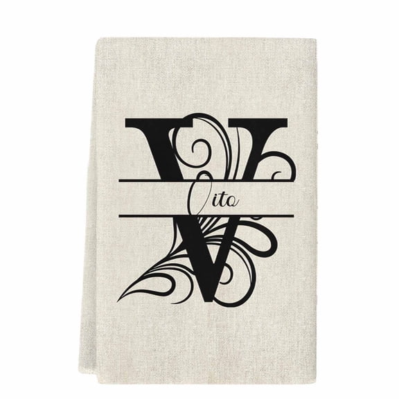 Letter V Microfiber Kitchen Towel, Monogram Words Soft Absorbent Dish Towels, Quick Drying Washable Dishcloths for Kitchen Cleaning, Drying Dishes, 18x28 Inches