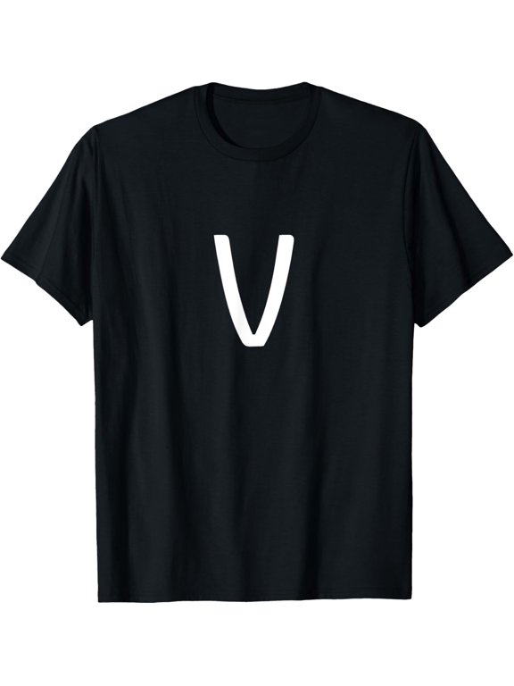 Letter V - Minimal Capital Alphabet To Spell Words Or Names T-Shirt men and women can wear, black, white, gifts