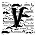 thumbnail image 1 of Letter V Moustache Initial Canvas Fabric Decorative Pillow, 1 of 1
