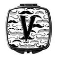 thumbnail image 1 of Letter V Moustache Initial Compact Mirror, 1 of 4