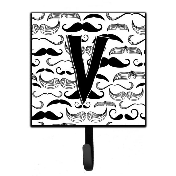 Letter V Moustache Initial Leash or Key Holder