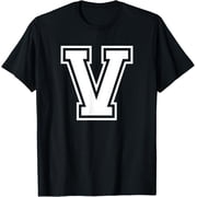 Letter V Name Initial Varsity Alphabet Monogram T-Shirt