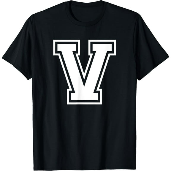 Letter V Name Initial Varsity Alphabet Monogram T-Shirt