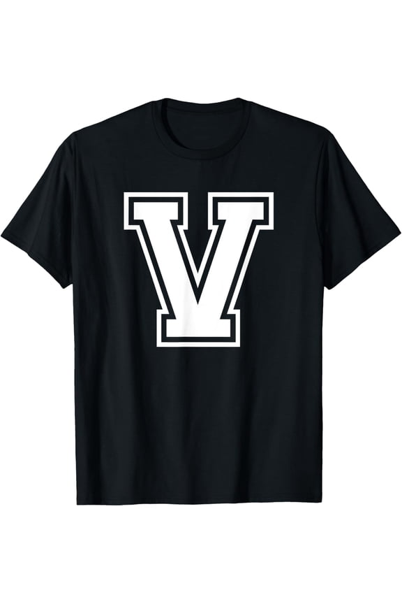 Letter V Name Initial Varsity Alphabet Monogram T-Shirt