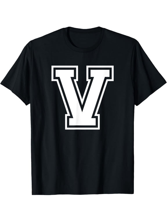 Letter V Name Initial Varsity Alphabet Monogram T-Shirt