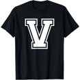 thumbnail image 1 of Letter V Name Initial Varsity Alphabet Monogram T-Shirt, 1 of 3