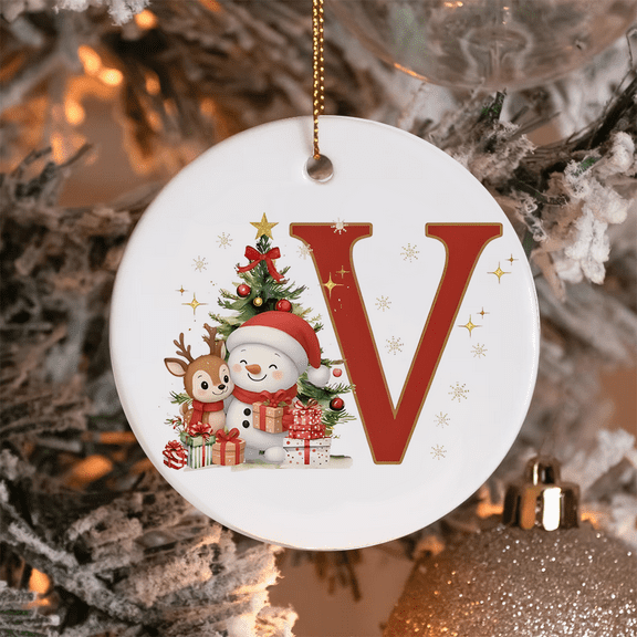 Letter V PendantAnniversary PlaqueChristmas Tree Decor,Ceramic Ornament,Keepsake Ornament,Married Ornament,Hanging Ornaments,Decorative Hanging Ornaments,Suitable for Christmas, gift giving