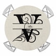 thumbnail image 1 of Letter V Round Tablecloth for 36-44 Inch Tables, Fitted Table Cover with Elastic Edge, Monogram Words Waterproof Outdoor Table Cloth Protector for Patio Garden Dinner Picnic, 1 of 9