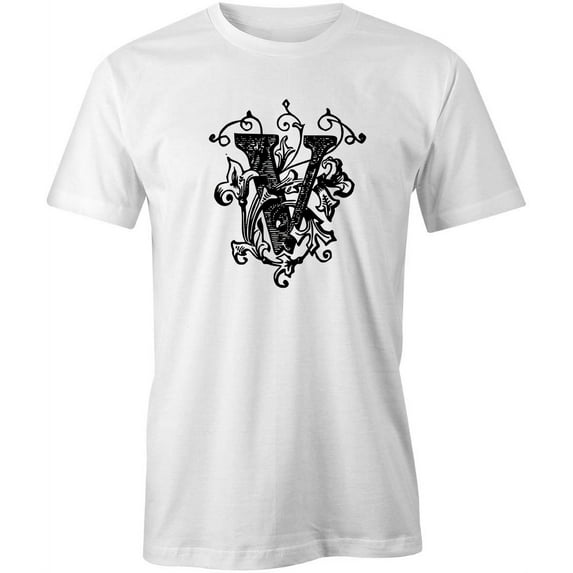 Letter V T-Shirt | Decorative Alphabet White Tee Gift