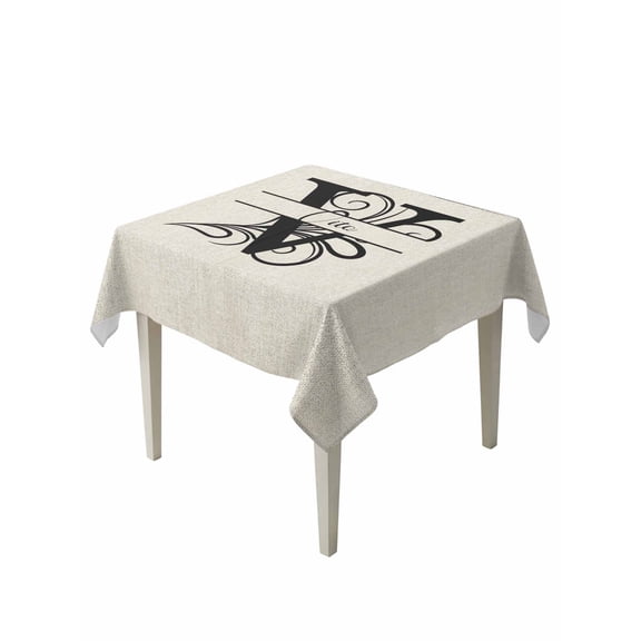 Letter V Table Cloth, Monogram Words Waterproof Tablecloth for Square Tables, Reusable Washable Fabric Table Cover for Restaurant Kitchen Dining Tables 60"x60"