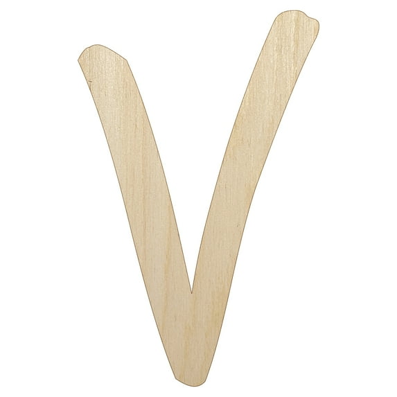 Letter V Uppercase Felt Marker Font Wood Shape Unfinished Piece Cutout Craft DIY Projects - 6.25 Inch Size - 1/8 Inch Thick