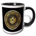 thumbnail image 1 of 3drose, Letter W Art Deco Geometric Monogram in Faux Gold and Black, 15oz Two-tone Black Mug, 1 of 6