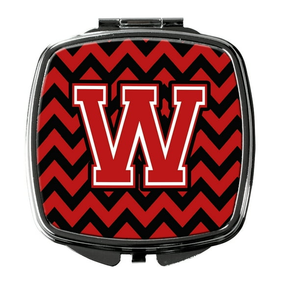 Letter W Chevron Black and Red Compact Mirror