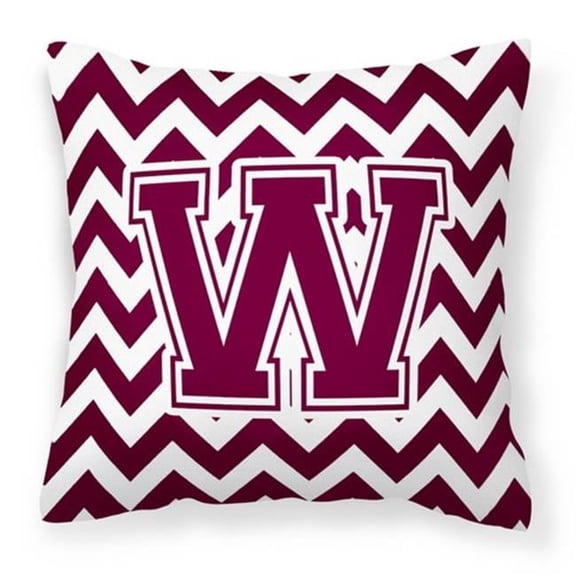 Letter W Chevron Maroon & White Fabric Decorative Pillow - Maroon & White - 14in. H x 3in. W x 14in. L