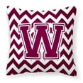 thumbnail image 1 of Letter W Chevron Maroon and White Fabric Decorative Pillow, 1 of 2