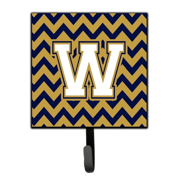 Letter W Chevron Navy Blue and Gold Leash or Key Holder