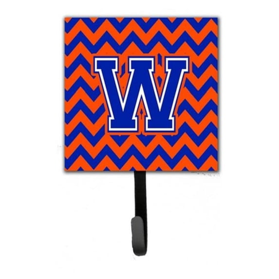 Letter W Chevron Orange & Blue Leash or Key Holder, 6 x 1.25 x 4.25 in.