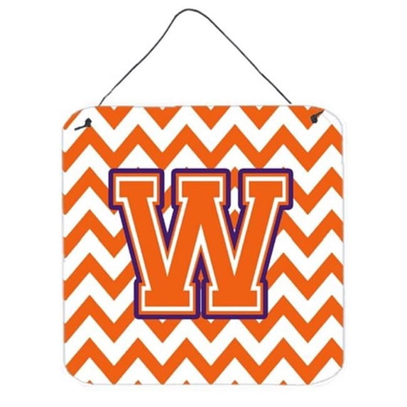 Letter W Chevron Orange & Regalia Wall or Door Hanging Prints