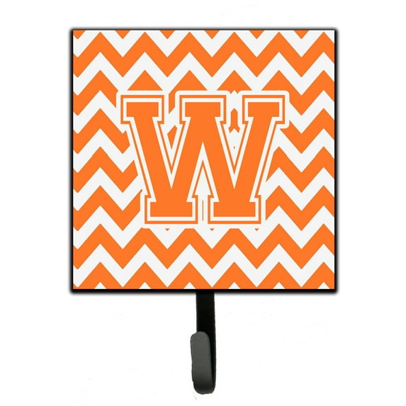 Letter W Chevron Orange and White Leash or Key Holder