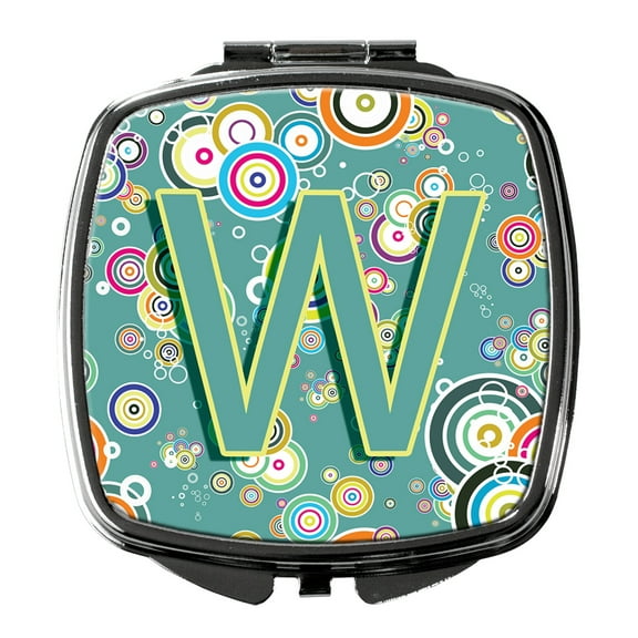 Letter W Circle Circle Teal Initial Alphabet Compact Mirror CJ2015-WSCM