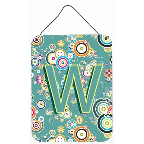 Letter W Circle Circle Teal Initial Alphabet Wall and Door Hanging Prints
