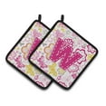 thumbnail image 1 of Letter W Flowers and Butterflies Pink Pair of Pot Holders, 1 of 7