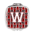 thumbnail image 1 of Letter W Football Cardinal & White Compact Mirror, 1 of 1