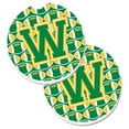 thumbnail image 1 of Letter W Football Green & Gold Set of 2 Cup Holder Car Coaster, 1 of 1