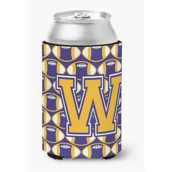 Letter W Football Purple & Gold Can or Bottle Hugger
