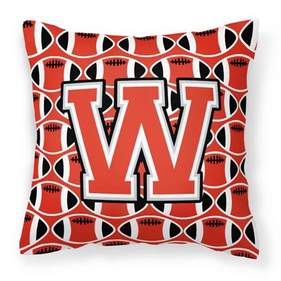 Letter W Football Scarlet & Grey Fabric Decorative Pillow - Scarlet & Grey - 14in. H x 3in. W x 14in. L