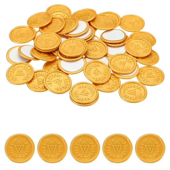 Letter W Gold Wax Seal Stickers, 50 Pack Envelope Seal Stickers Alphabet Self Adhesive Wax Seals for Wedding