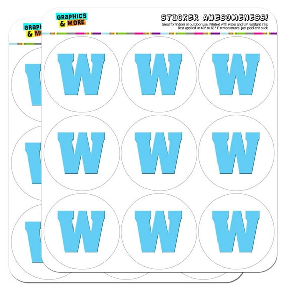 Letter W Initial Baby Boy Block Font Blue Shower 2" Scrapbooking Crafting Stickers