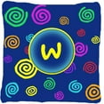 thumbnail image 1 of Letter W Initial Monogram - Blue Swirls Decorative Indoor & Outdoor Fabric Pillow, 1 of 1