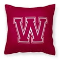 thumbnail image 1 of Letter W Initial Monogram - Maroon and White Fabric Decorative Pillow, 1 of 4