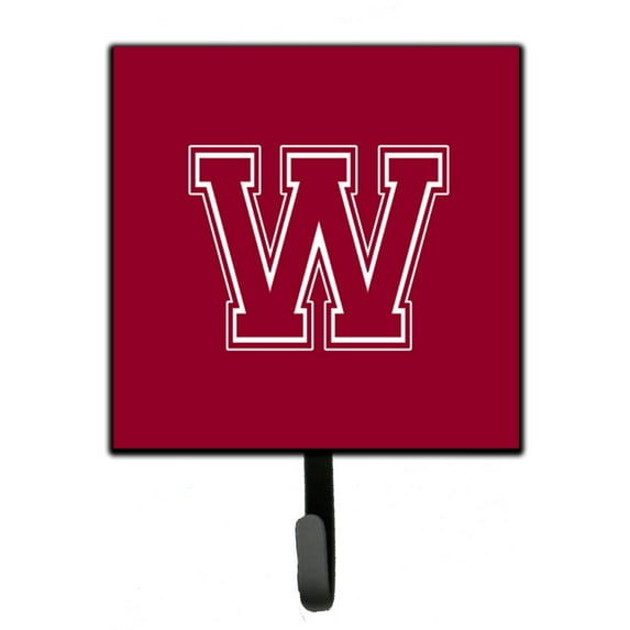 Letter W Initial Monogram - Maroon and White Leash or Key Holder