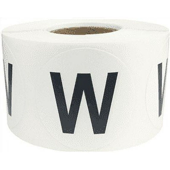 Letter W Inventory Labels 1.5 inch Round Circle Dots 500 Adhesive Stickers