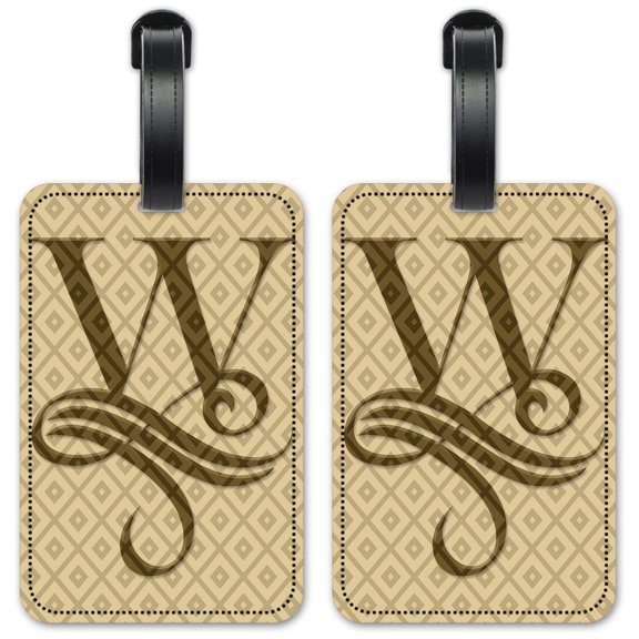 Letter "W" Monogram - Luggage ID Tags / Suitcase Identification Cards - Set of 2