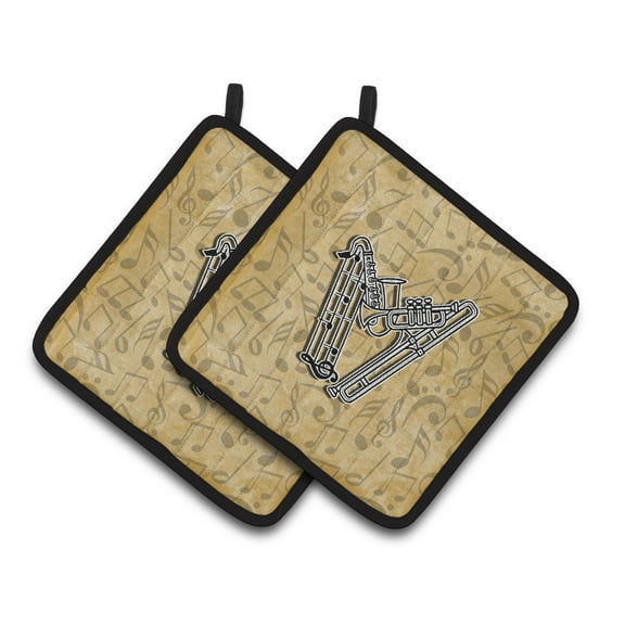 Letter W Musical Instrument Alphabet Pair of Pot Holders