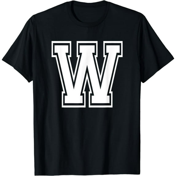 Letter W Name Initial Varsity Alphabet Monogram T-Shirt